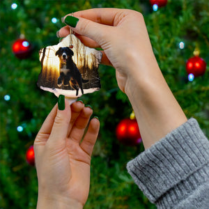 Winter Sunset Ceramic Ornament