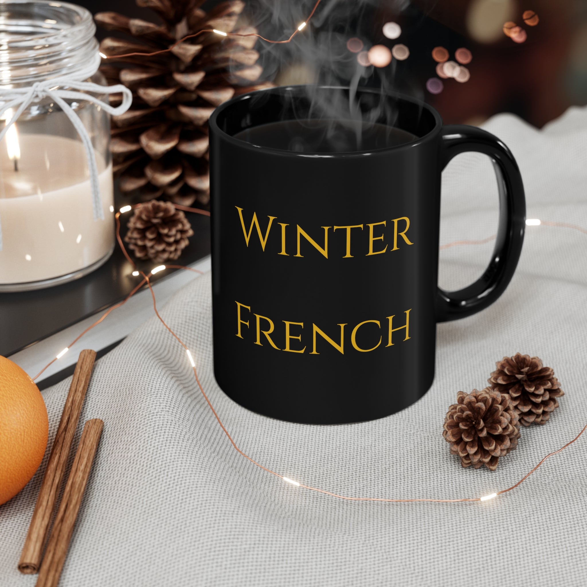 11oz Black Winter French Mug